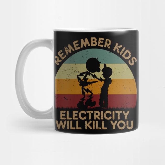 Electricity Will Kill You Kids Retro Sunset by GoodIdeaTees